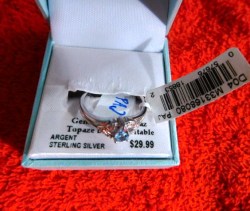 SSTERLING SILVER GENUINE BLUE TOPAZ SIZE 8 RING NEW , TAGS